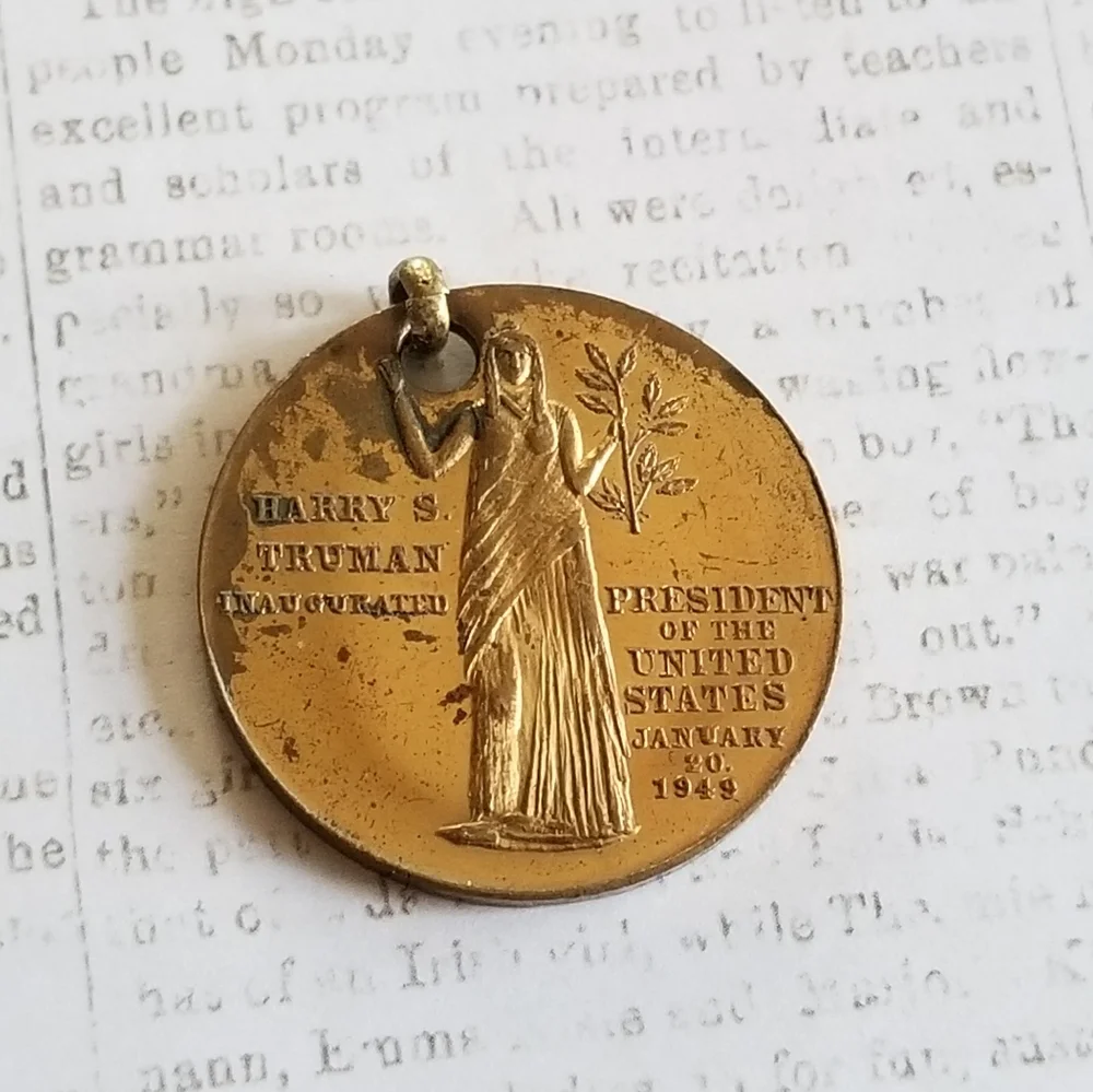 Vintage Harry Truman Inaugural coin pendant charm president political